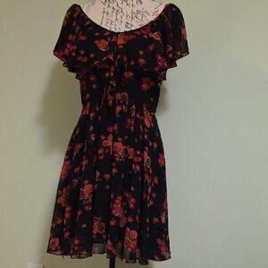 Betsey Johnson Black and Pink Floral Mini Dress